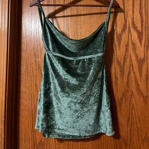 NWT Free People Green Velvet Babydoll Top